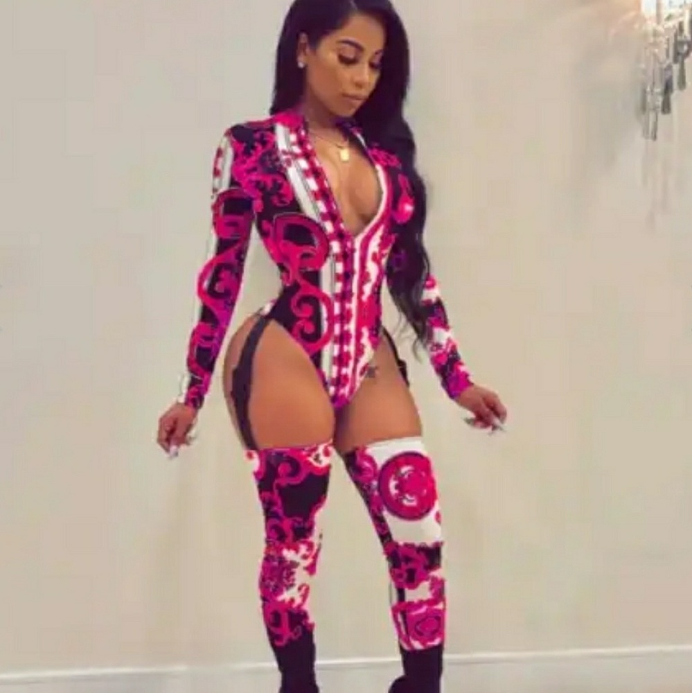 Printed Hollow Out Lingerie